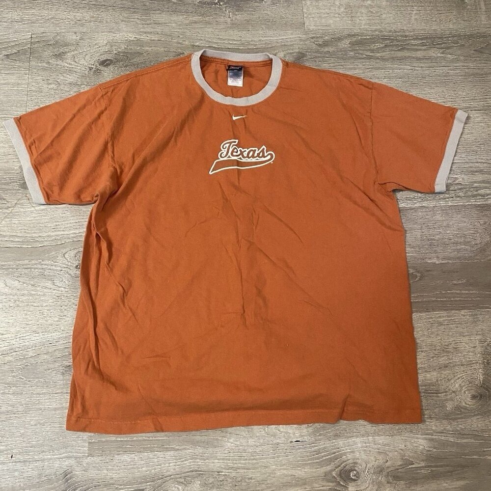 Vintage Nike Texas Longhorns Center Swoosh Short Sleeve Shirt Size XXL - Picture 1 of 4